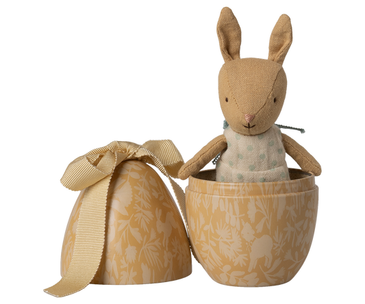 MAILEG EASTER EGG WITH MICRO RABBIT , SMALL - CREAM YELLOW