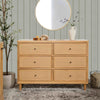 Marin with Cane 6 Drawer Assembled Dresser in Warm White and Honey Cane