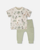 DEUX PAR DEUX T-SHIRT AND PANT SET ZEBRA JUNGLE