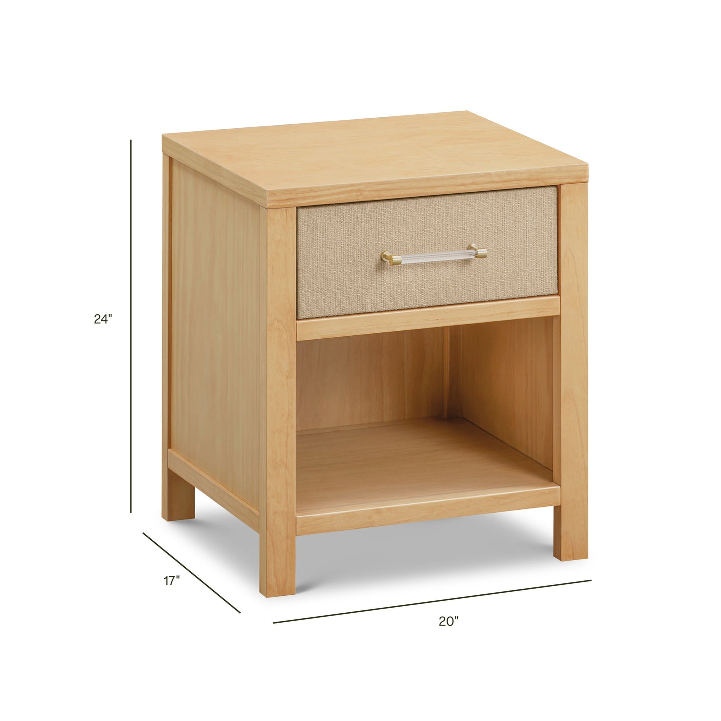 Eloise Nightstand, Assembled in Honey & Performance Sand Eco-Weave