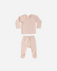 QUINCY MAE WRAP TOP + FOOTED PANT SET MELON STRIPE