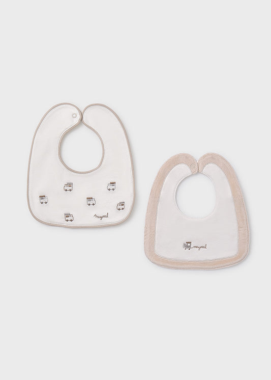 MAYORAL BIB SET BEIGE CAR