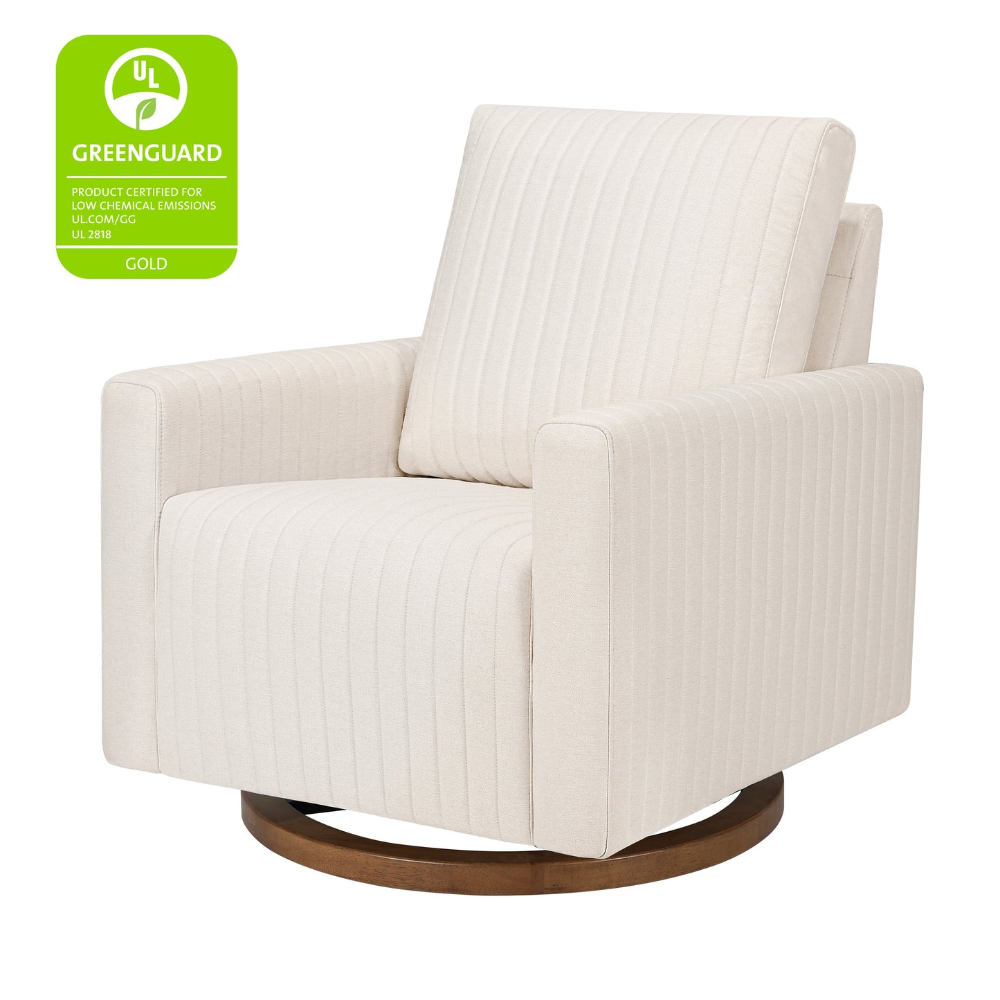 BABYLETTO POE CHANNELED SWIVEL GLIDER IN ECO-PERFORMANCE FABRIC | WATER REPELLENT & STAIN RESISTANT