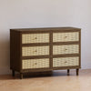 Marin with Cane 6 Drawer Assembled Dresser in Warm White and Honey Cane