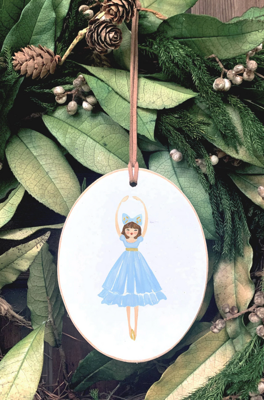 LITTLE GIRL BLUE BALLERINA WOODEN ORNAMENT