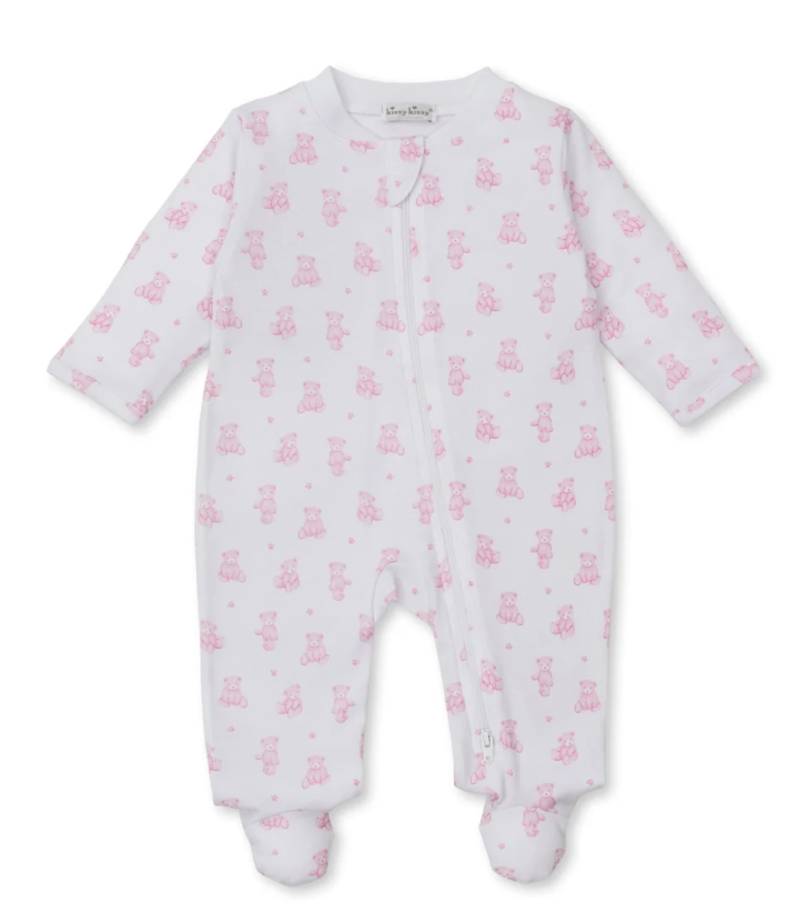 TEDDY BEARS ZIP PINK FOOTIE