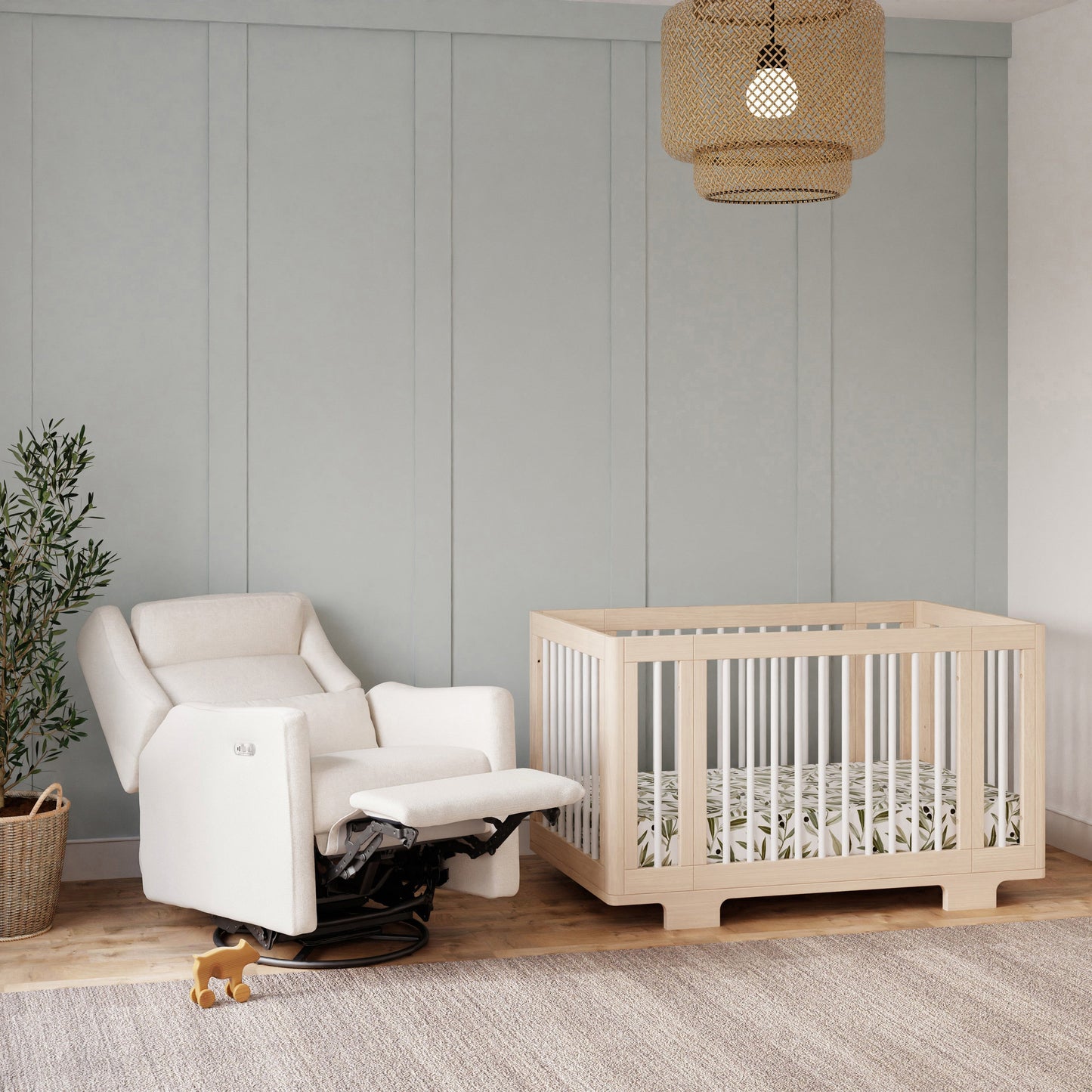 Kiwi Plus Power Glider Recliner w/ Power Headrest in Performance Beach Eco-Weave