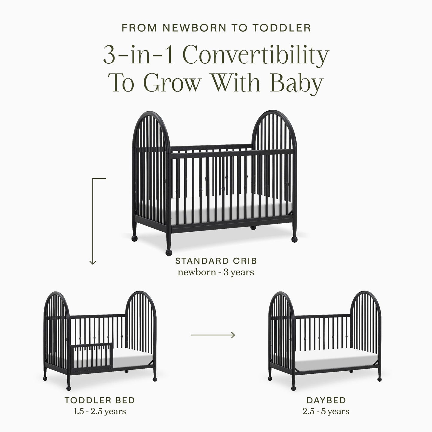 Alouette 3-in-1 Convertible Spindle Crib in Washed Pine