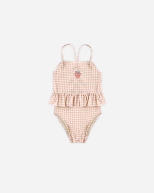 RYLEE + CRU TORI SKIRTED ONE-PIECE PETAL GINGHAM