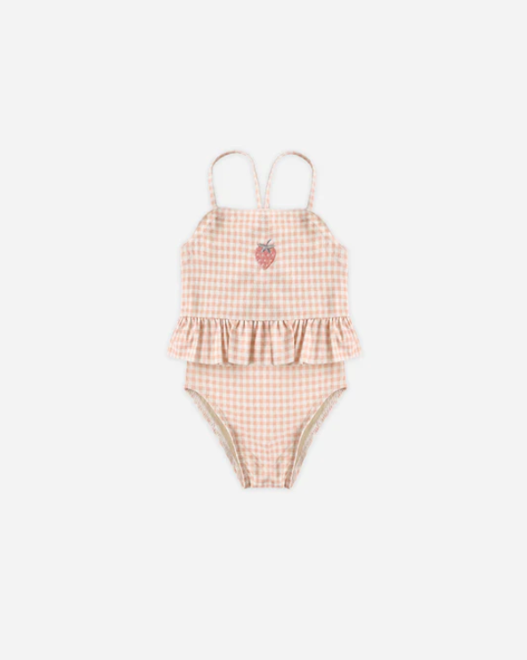RYLEE + CRU TORI SKIRTED ONE-PIECE PETAL GINGHAM