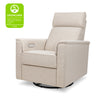 Willa Power Glider Recliner w/ adj. headrest & USB in Performance Grey Eco-Weave w/Light Wood Base