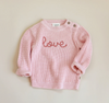 LOVE EMBROIDERED CHUNKY KNIT BABY PULLOVER SWEATER