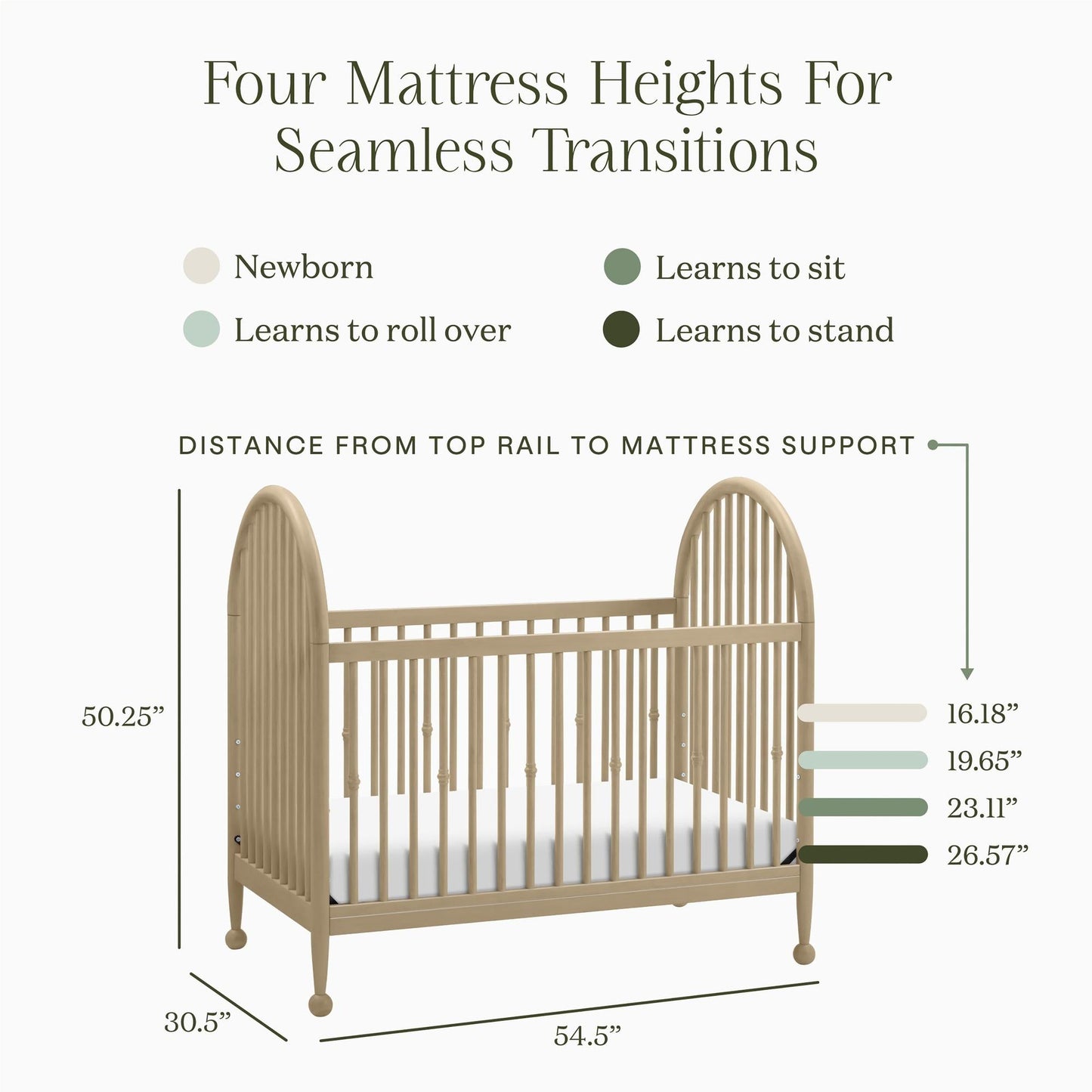 Alouette 3-in-1 Convertible Spindle Crib in Washed Pine