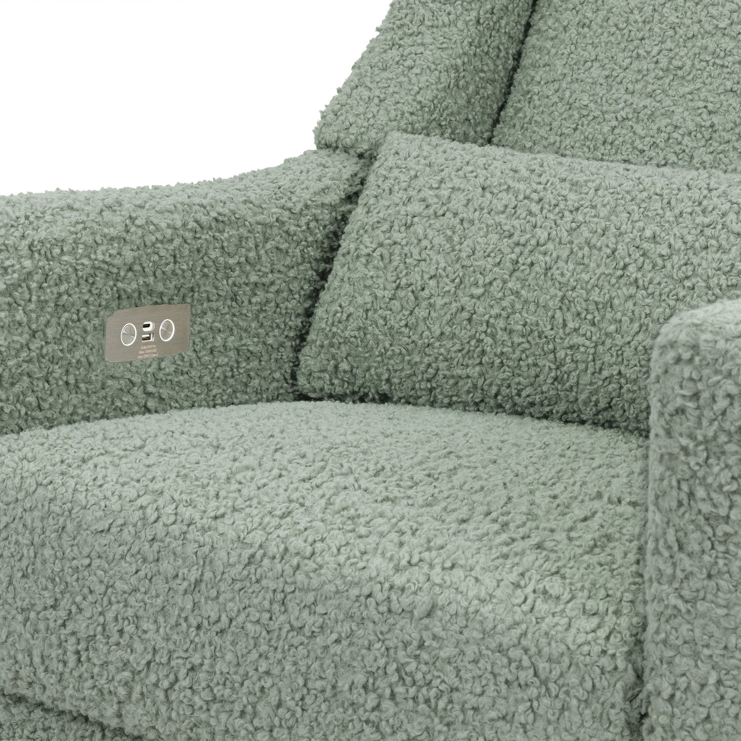 Kiwi Glider Recliner w/ Electronic Control and USB in Ivory Boucle w/Gold Base