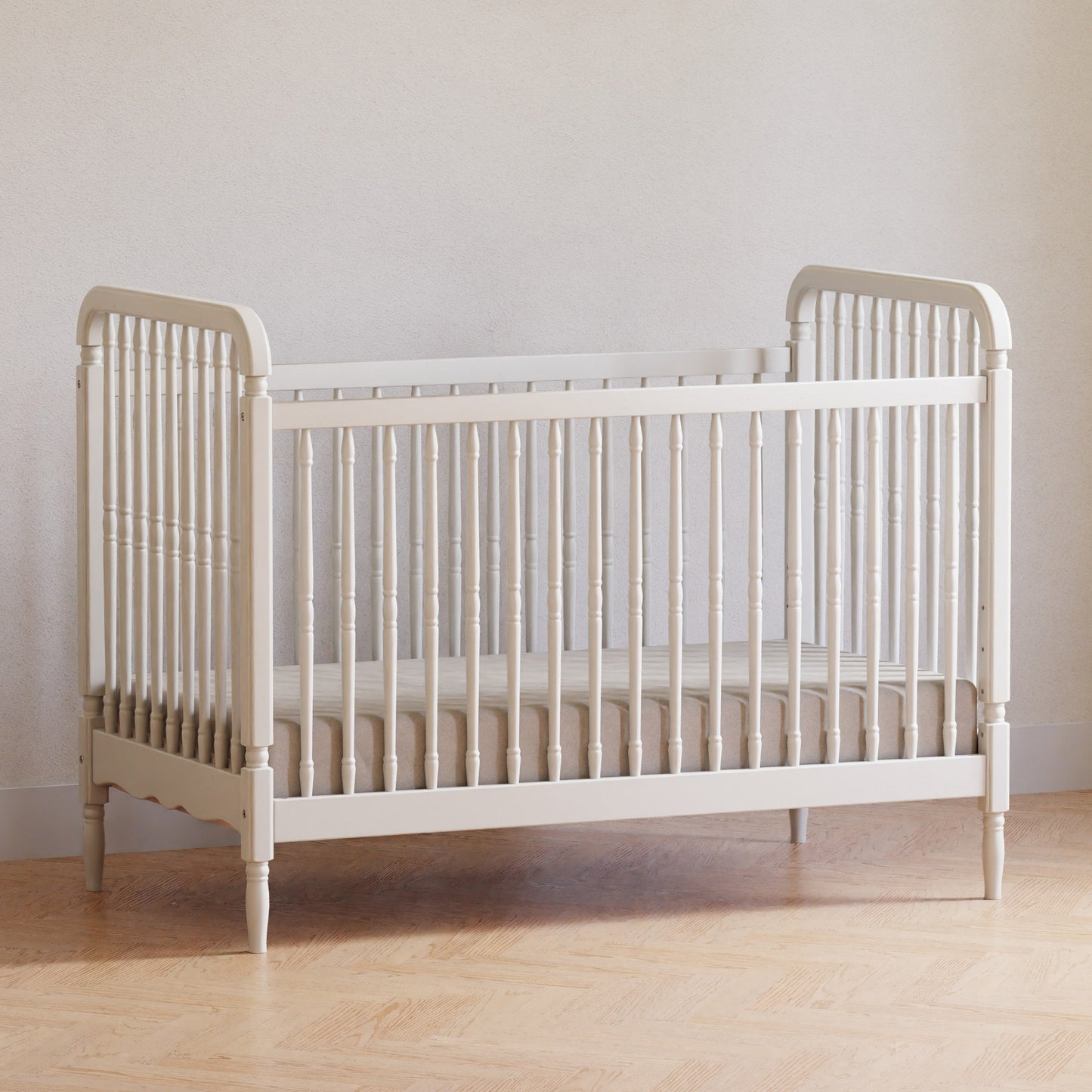 Liberty 3-in-1 Convertible Spindle Crib w/Toddler Bed Conversion Kit in Dusty Rose