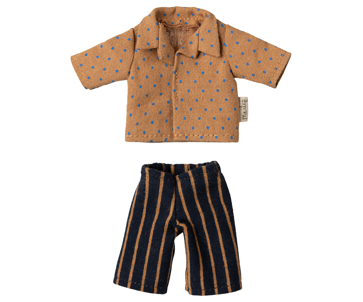 MAILEG SHIRT AND STRIPED PANTS, DAD MOUSE