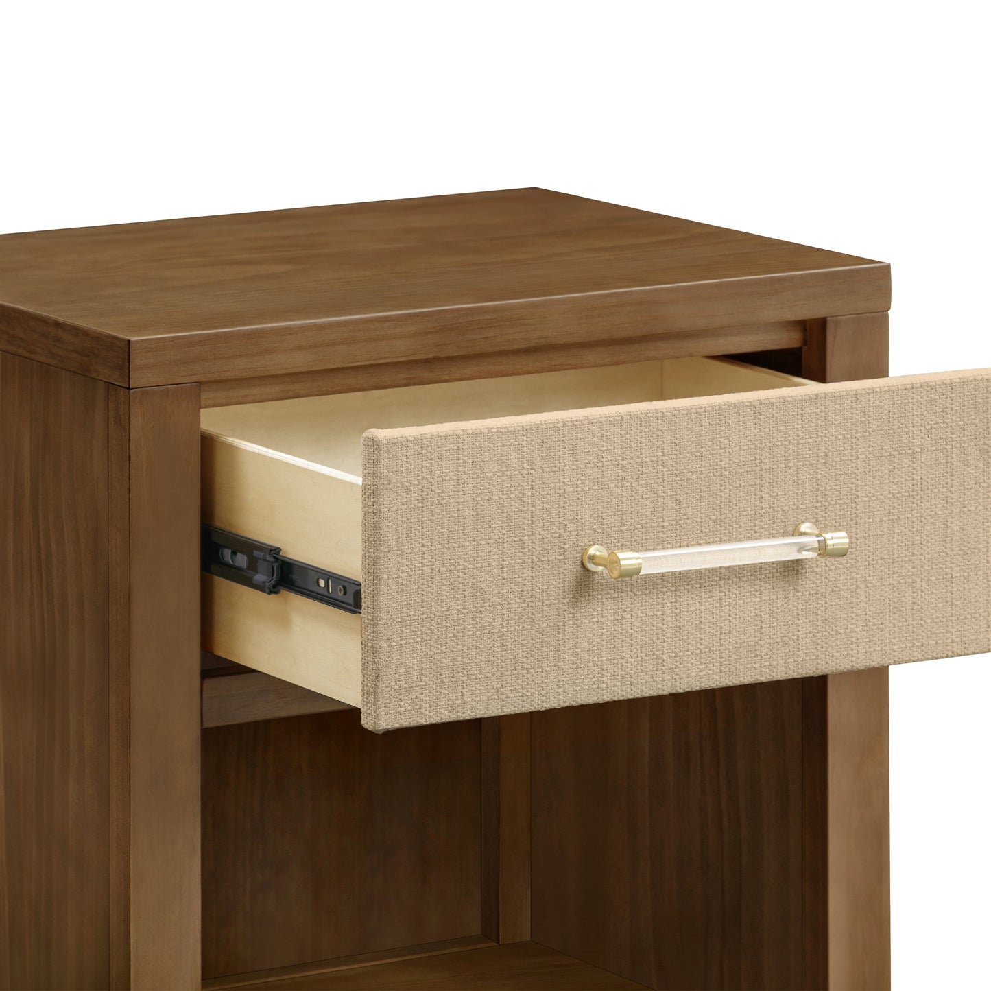 Eloise Nightstand, Assembled in Honey & Performance Sand Eco-Weave