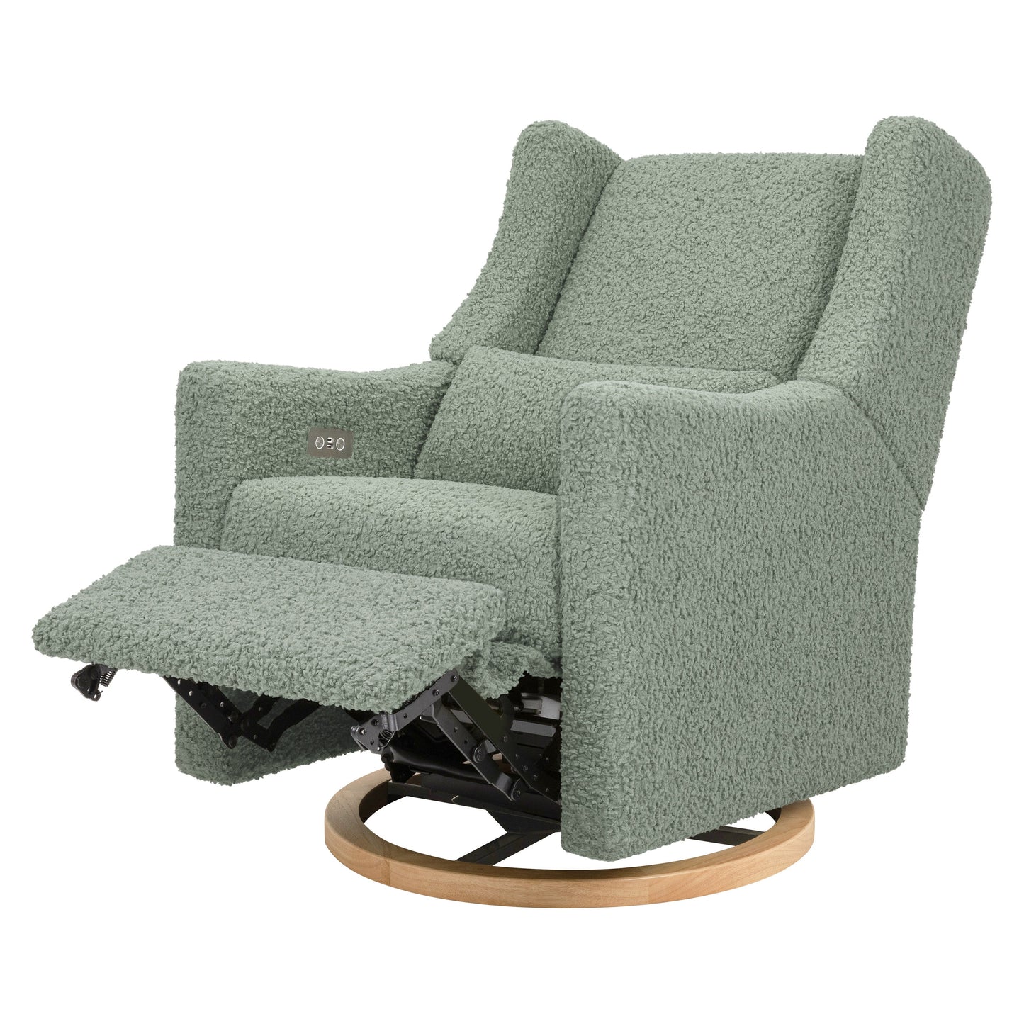 Kiwi Glider Recliner w/ Electronic Control and USB in Ivory Boucle w/Gold Base