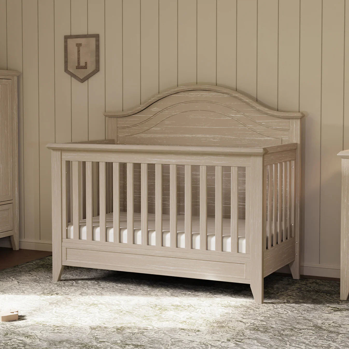 MONOGRAM BY NAMESAKE BARROW RUSTIC 4-IN-1 CONVERTIBLE CURVE TOP CRIB