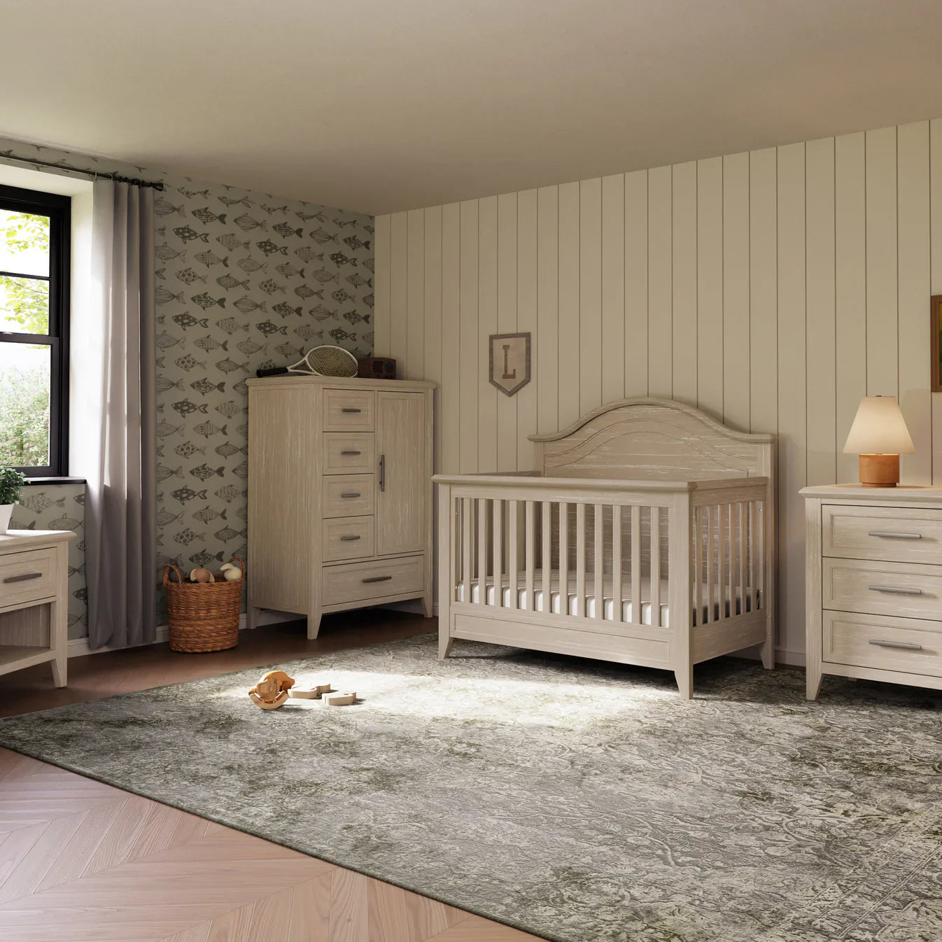 MONOGRAM BY NAMESAKE BARROW RUSTIC 4-IN-1 CONVERTIBLE CURVE TOP CRIB