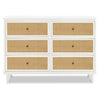 Marin with Cane 6 Drawer Assembled Dresser in Warm White and Honey Cane