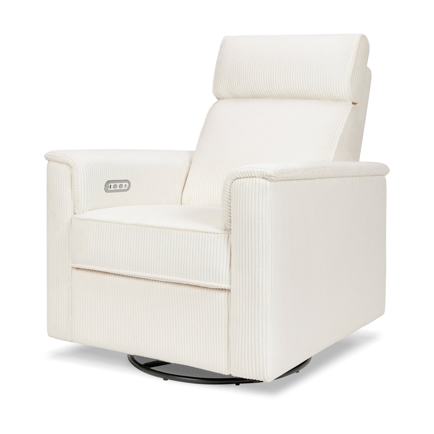 Willa Power Glider Recliner w/ adj. headrest & USB in Performance Grey Eco-Weave w/Light Wood Base