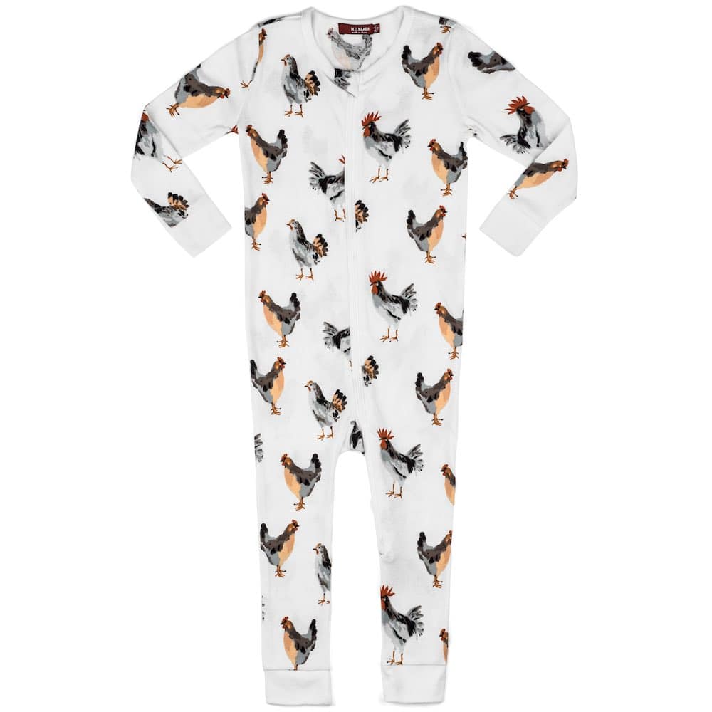 MILKBARN ORGANIC ZIPPER PAJAMA - CHICKEN