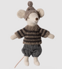 MAILEG WINTER MOUSE WITH SKI SET, BIG BROTHER - GREY