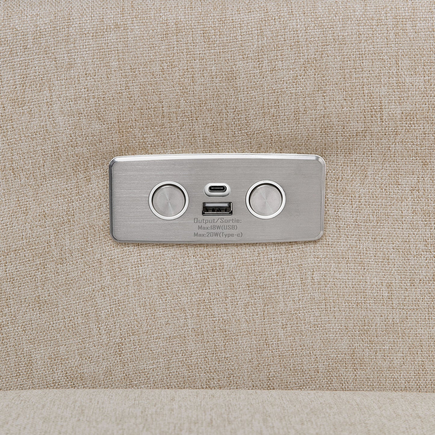 Kiwi Glider Recliner w/ Electronic Control and USB in Ivory Boucle w/Gold Base