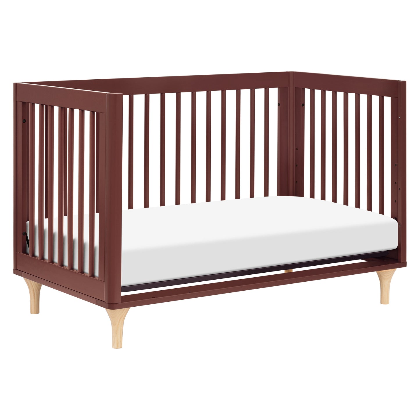 Lolly 3-in-1 Convertible Crib w/Toddler Bed Conversion in Crimson/Natural