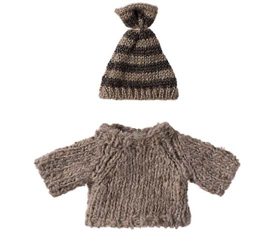 MAILEG KNITTED SWEATER AND HAT, BIG BROTHER MOUSE