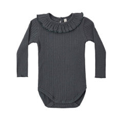 RYLEE & CRU RUFFLE COLLAR BODYSUIT MIDNIGHT
