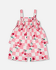 DEUX PAR DEUX ORGANIC COTTON JERSERY ROMPER PINK PRINTED CHERRIES