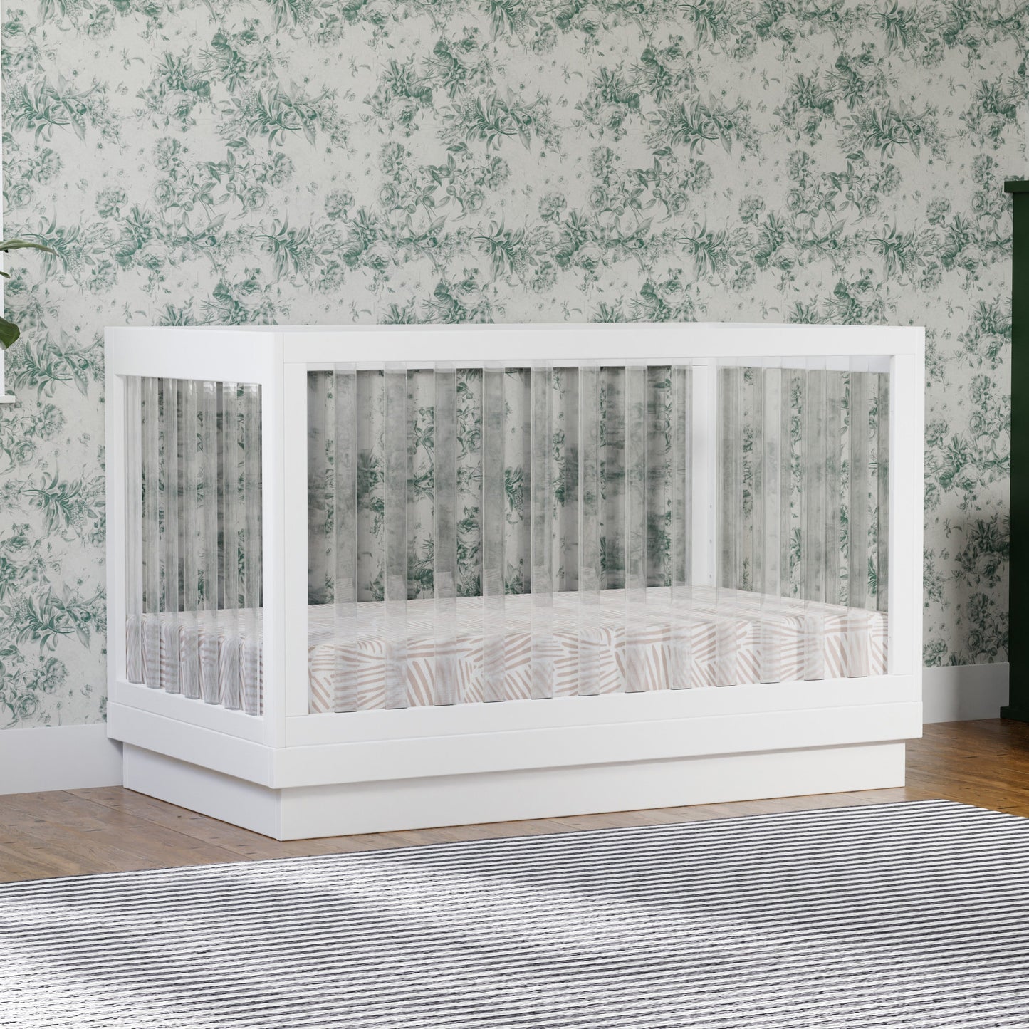 BABYLETTO HARLOW ACRYLIC 3-IN-1 CONVERTIBLE CRIB WITH TODDLER BED CONVERSION KIT