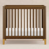 Gelato 4-in-1 Convertible Mini Crib and Twin bed in Natural Walnut Finish with Gold Feet