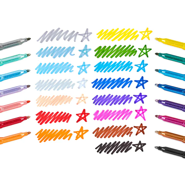 RAINBOW SPARKLE GLITTER MARKERS - SET OF 15