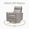 Willa Power Glider Recliner w/ adj. headrest & USB in Performance Grey Eco-Weave w/Light Wood Base