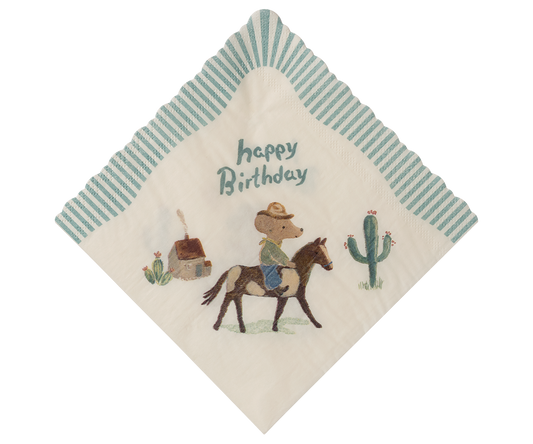 MAILEG NAPKIN, HAPPY BIRTHDAY - COWBOY