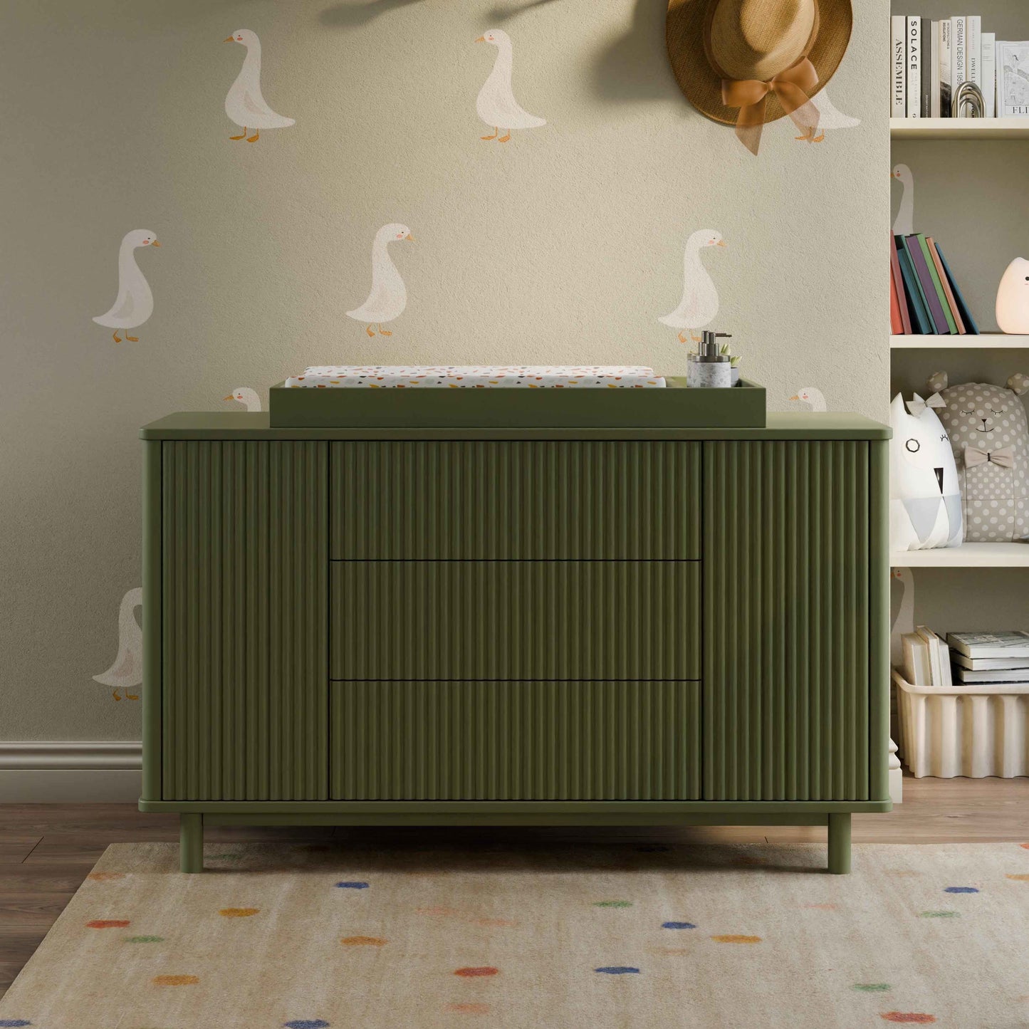 Pogo Tambour Assembled Dresser in Olive