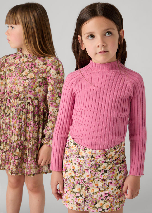 MAYORAL RIB MOCKNECK SWEATER - PINK