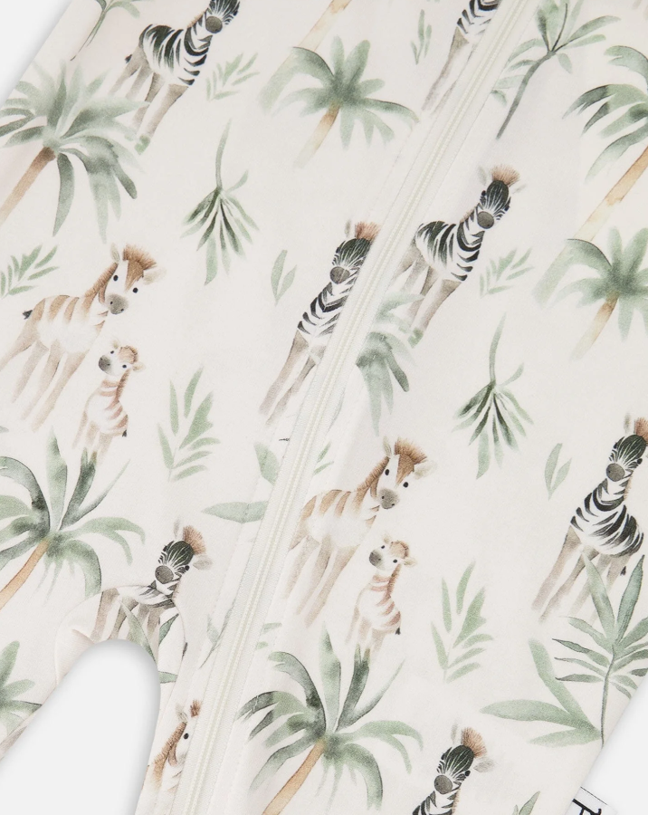 DEUX PAR DEUX ONE PIECE PYJAMA ZEBRA JUNGLE