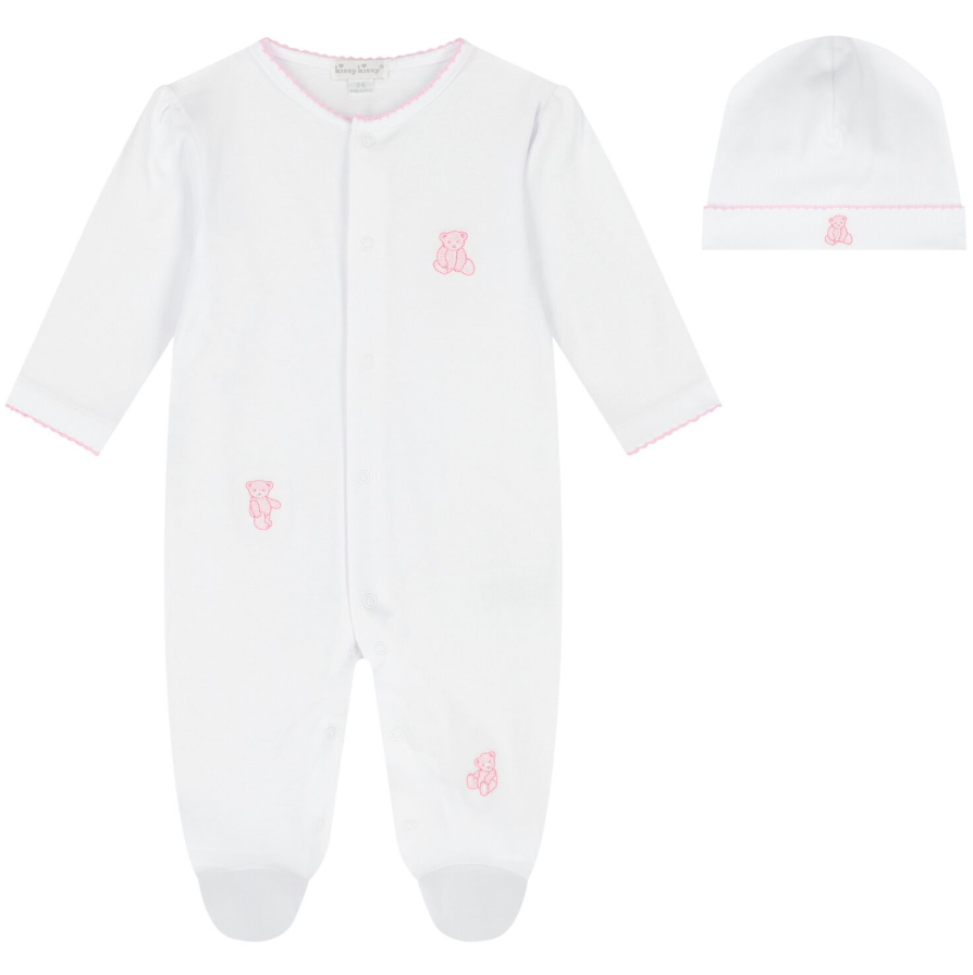 TEDDY BEARS FOOTIE W/ HAT SET PINK