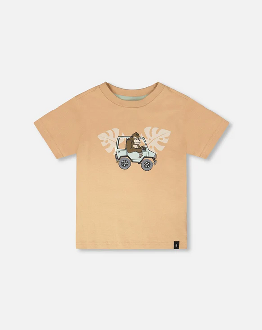 DEUX PAR DEUX ORGANIC COTTON SHORT SLEEVE T-SHIRT BEIGE