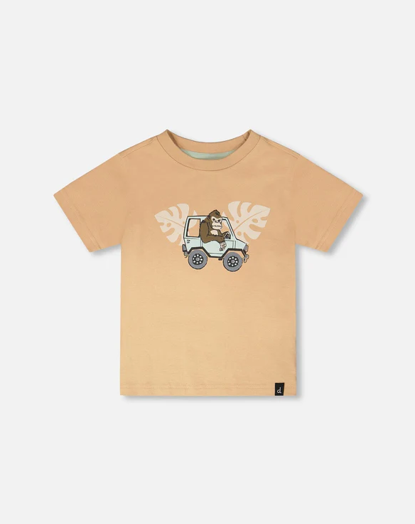 DEUX PAR DEUX ORGANIC COTTON SHORT SLEEVE T-SHIRT BEIGE