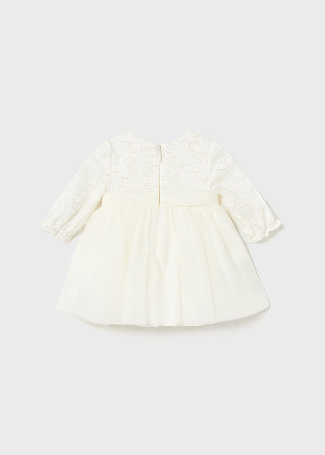 Mayoral Embroidered Tulle Dress - OFF White 2-4 (3-6 MONTHS) Mayoral Embroidered Tulle Dress - OFF White 2-4 (3-6 MONTHS)
