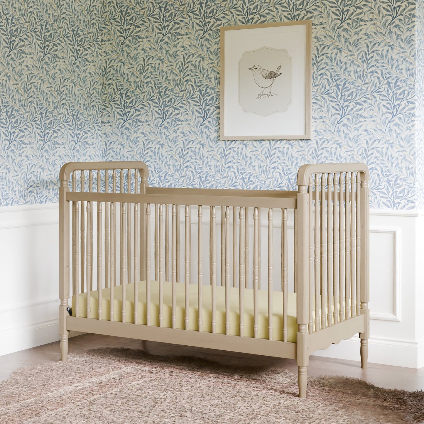 Liberty 3-in-1 Convertible Spindle Crib w/Toddler Bed Conversion Kit in Dusty Rose