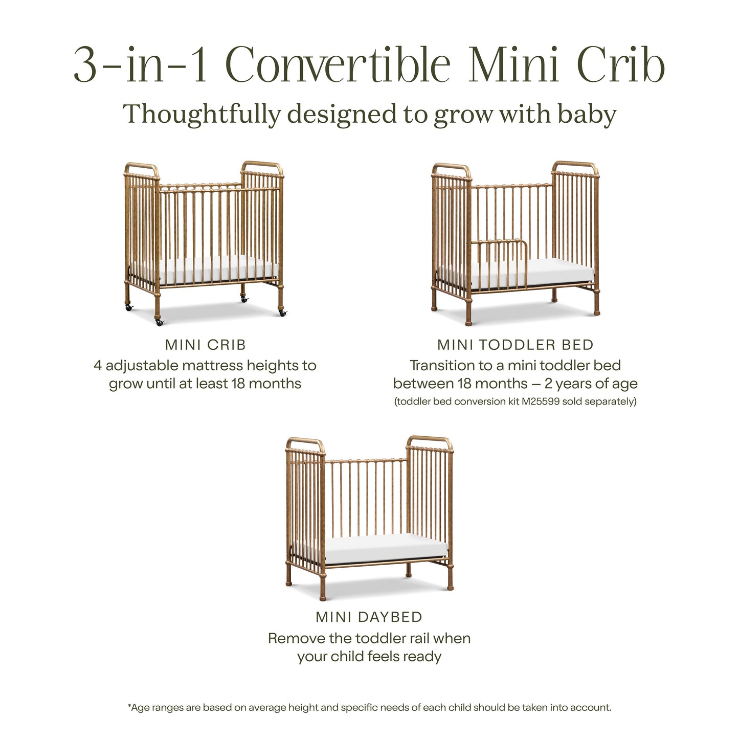 NAMESAKE ABIGAIL 3-IN-1 CONVERTIBLE MINI CRIB
