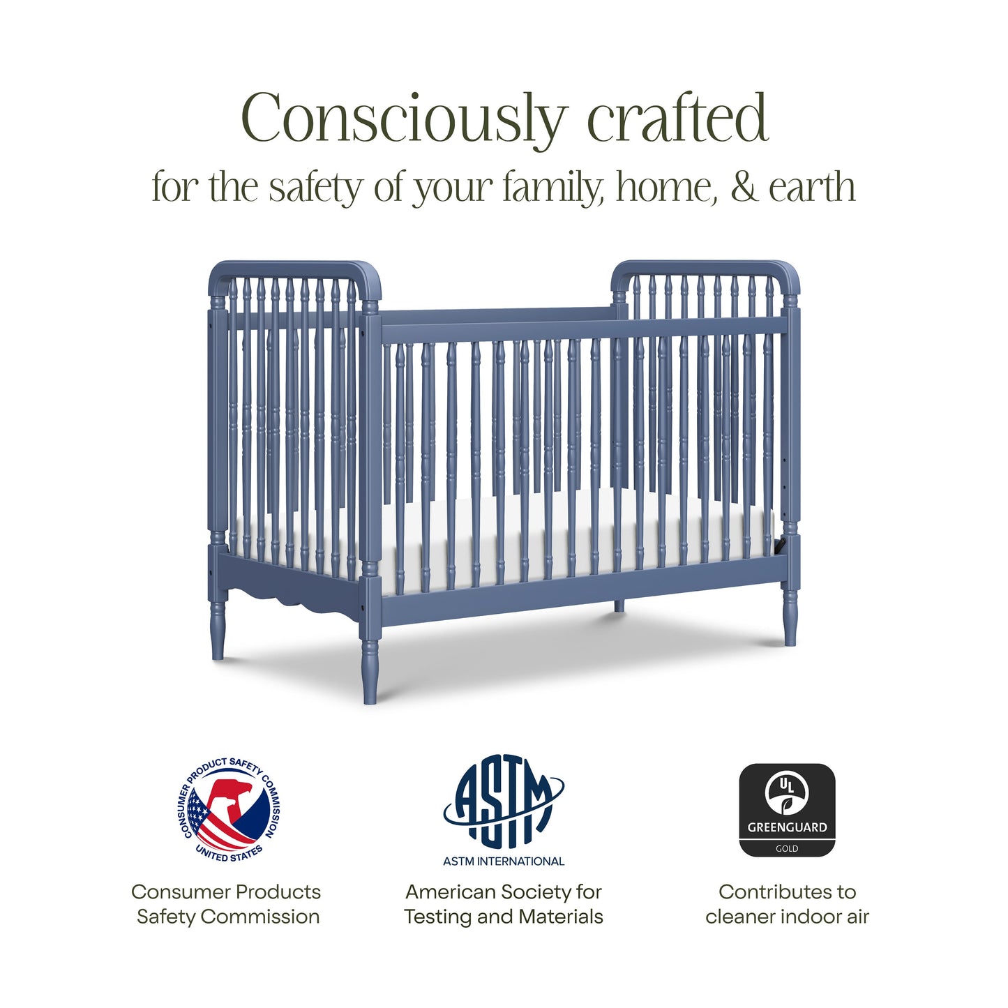 Liberty 3-in-1 Convertible Spindle Crib w/Toddler Bed Conversion Kit in Dusty Rose