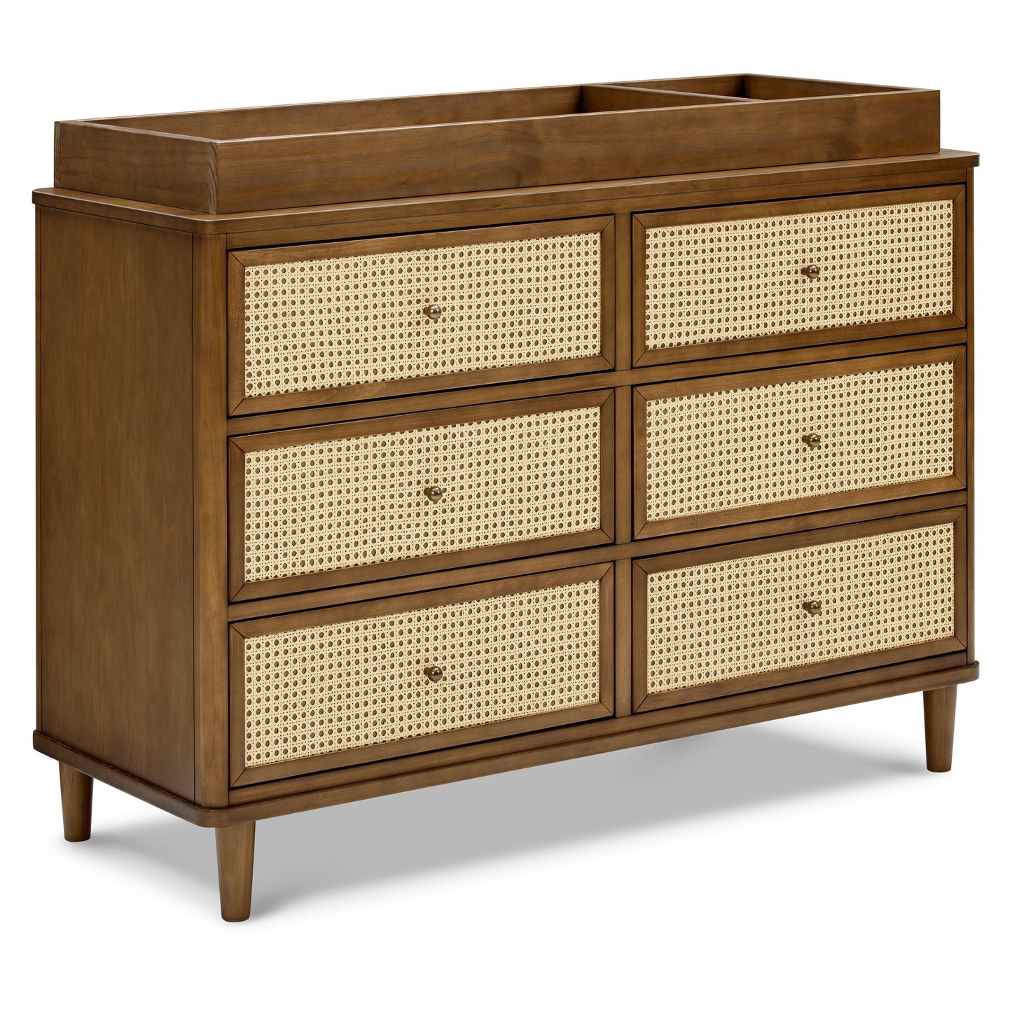 Marin with Cane 6 Drawer Assembled Dresser in Warm White and Honey Cane