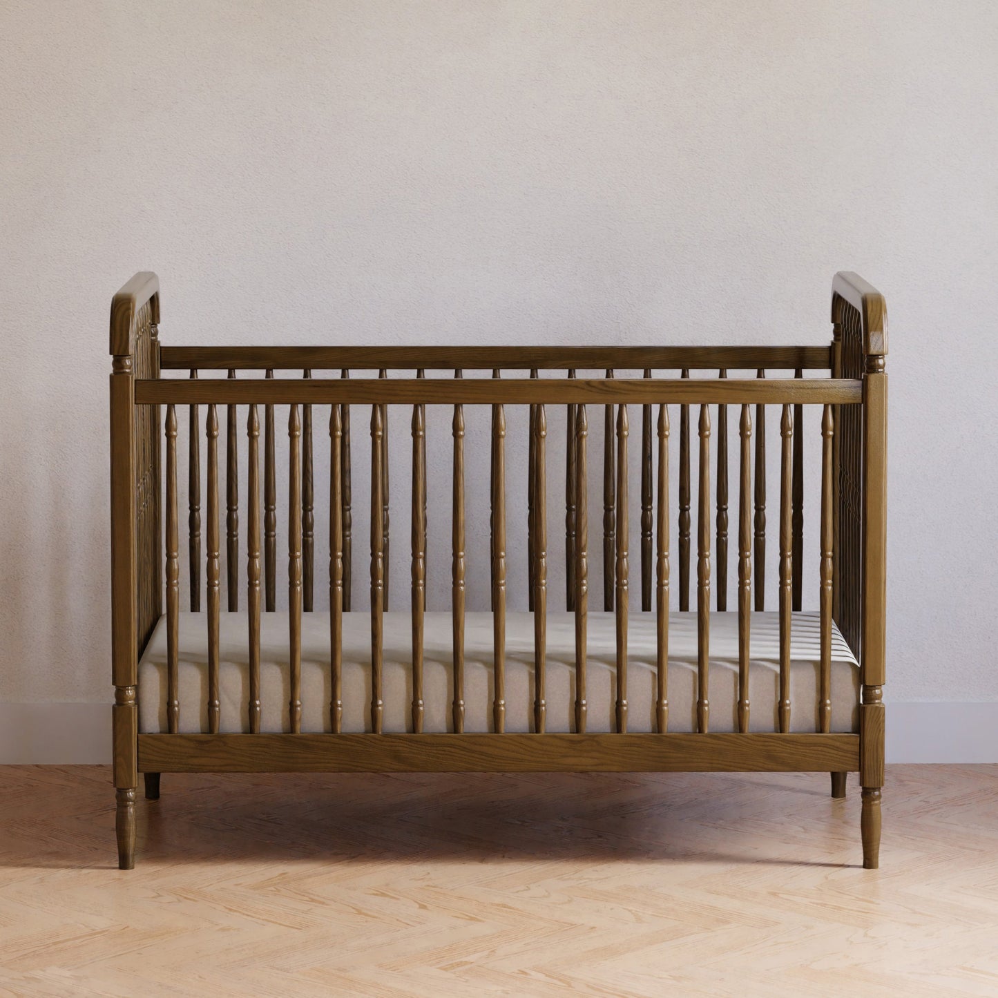 Liberty 3-in-1 Convertible Spindle Crib w/Toddler Bed Conversion Kit in Dusty Rose